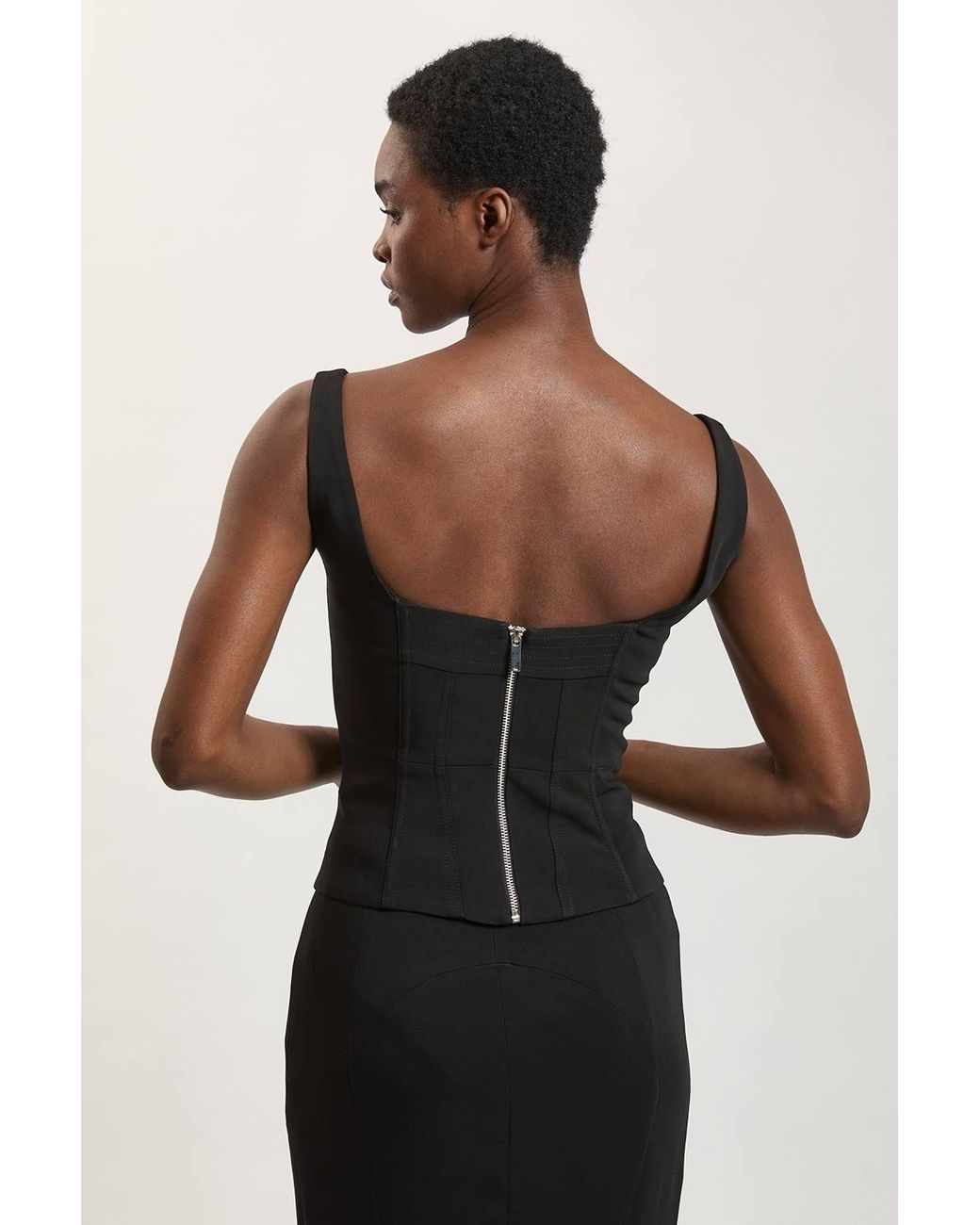 Karen Millen Black Compact Viscose Corset Top