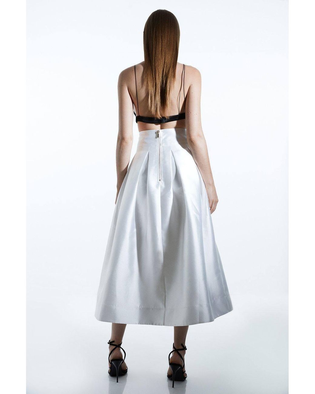 Karen Millen White Forever Twill Woven Prom Maxi Skirt