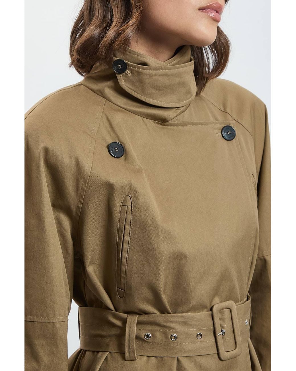 Karen Millen Natural Funnel Neck Trench Coat