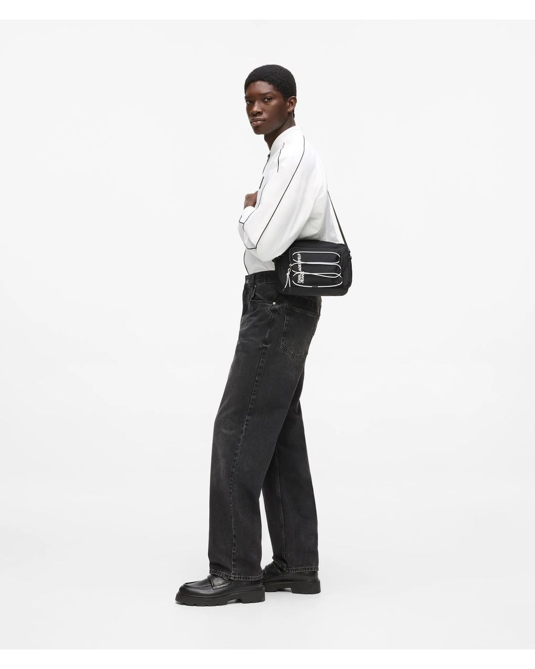 KL Jeans Black Utility Drawstring Camera Bag for men