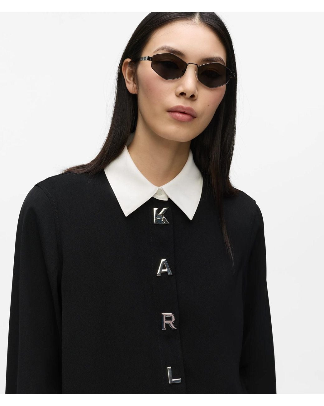 Karl Lagerfeld Black Contrast Karl Letter Shirt