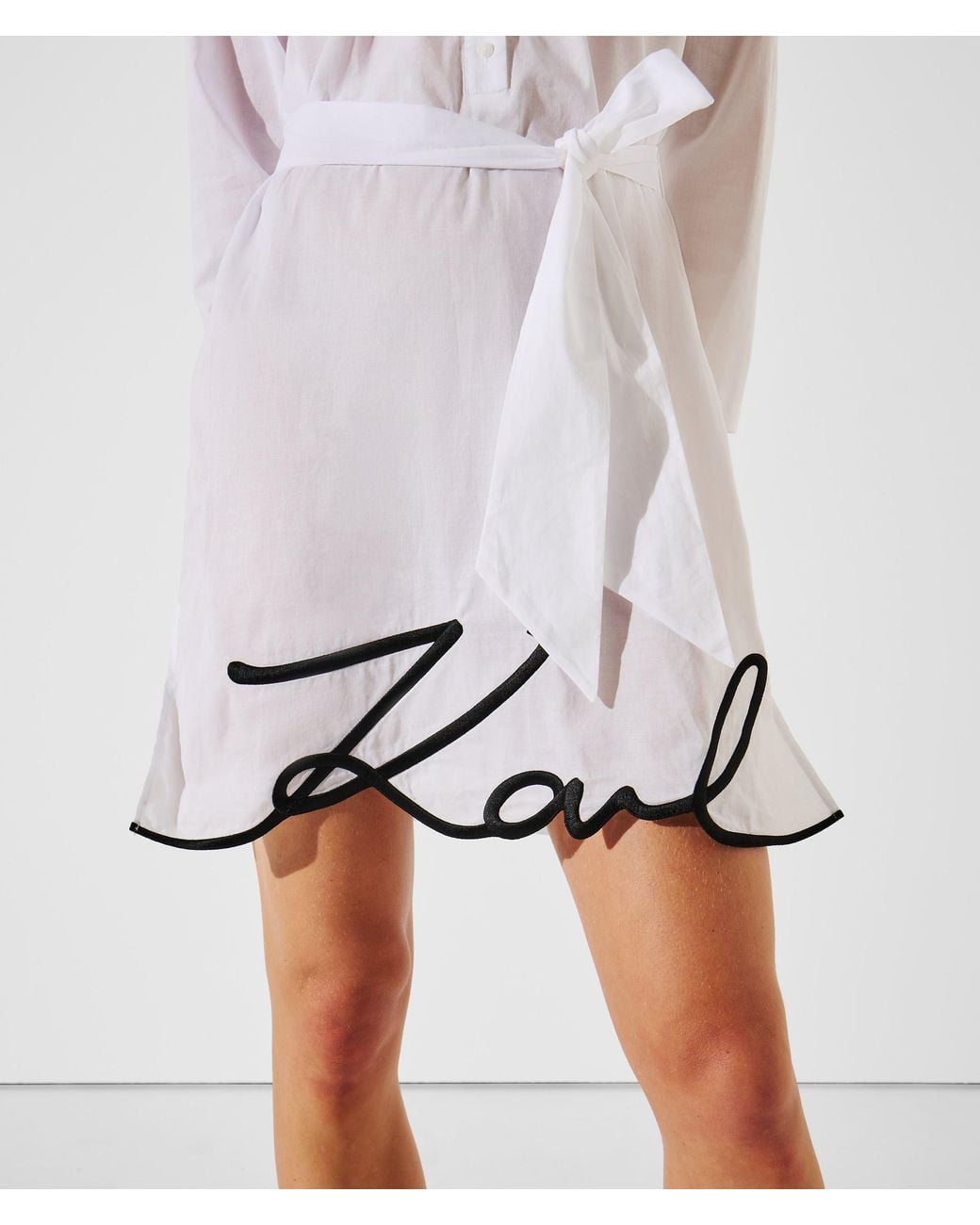 Karl Lagerfeld White K/Signature Beach Shirt Dress