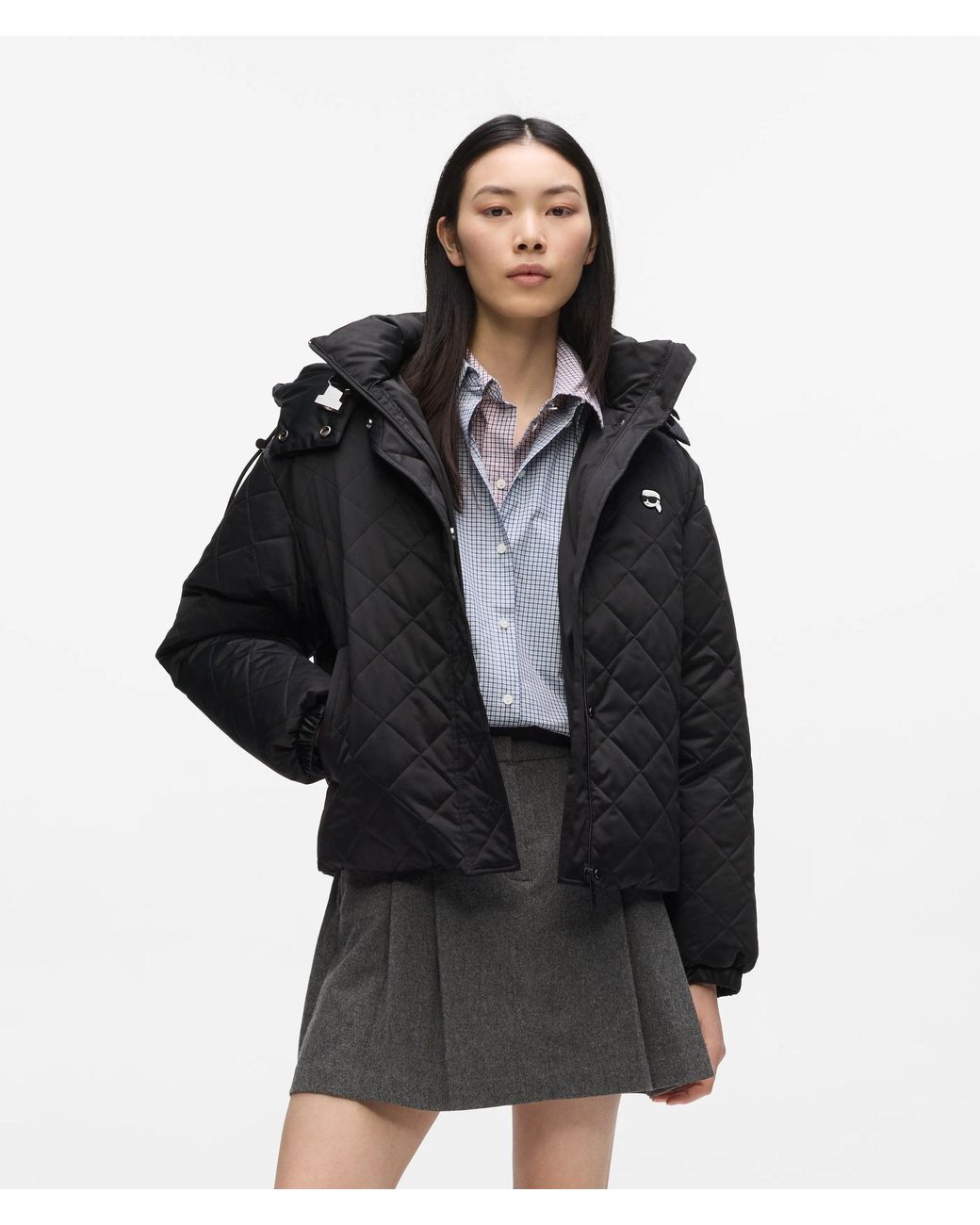 Karl Lagerfeld Black Ikon Quilted Puffer Jacket