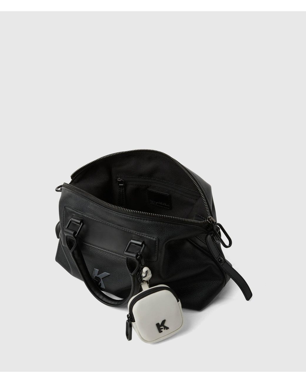 KL Jeans Black Cord Charm Top Handle Bag