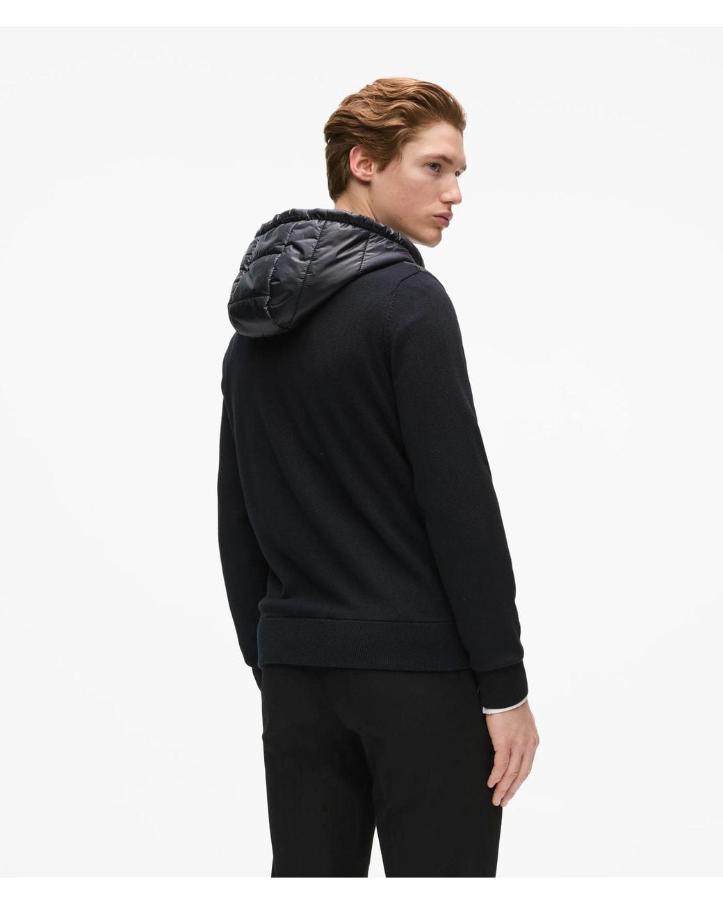 Karl Lagerfeld Black Padded Panel Hooded Jacket for men