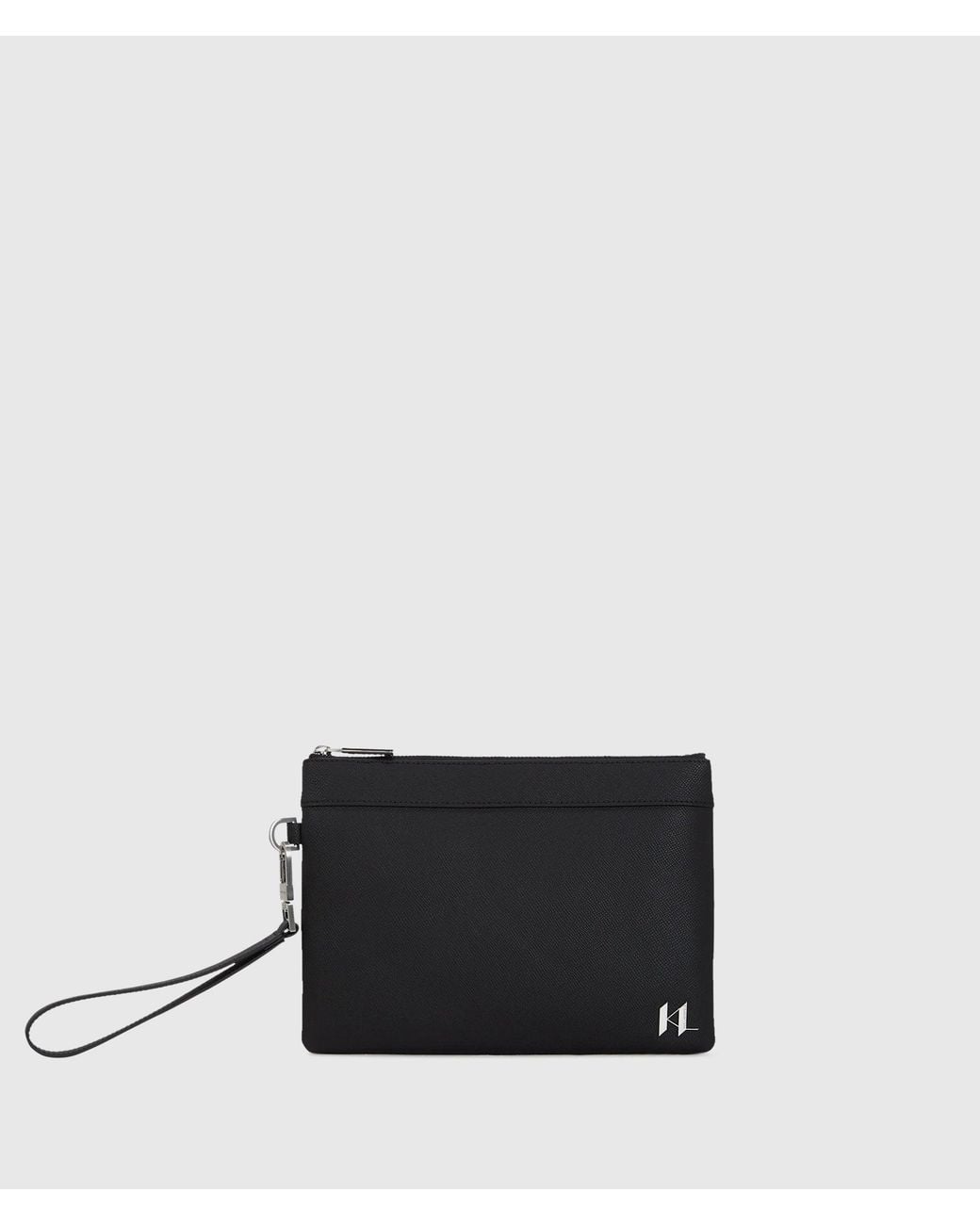 Karl Lagerfeld Black K/Monogram Leather Pouch for men