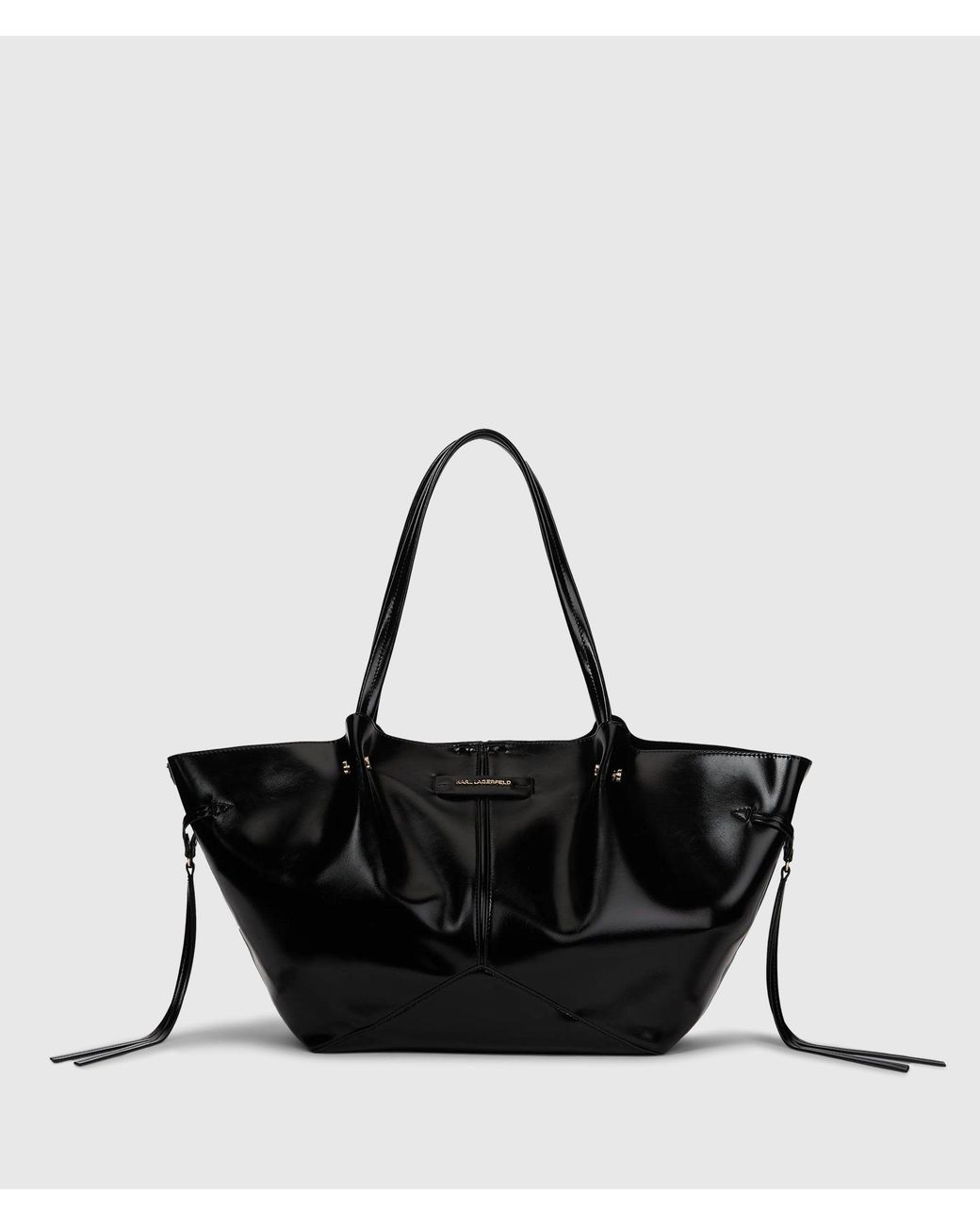 Karl Lagerfeld Black Exclusive K/Pierced Medium Shiny Tote Bag