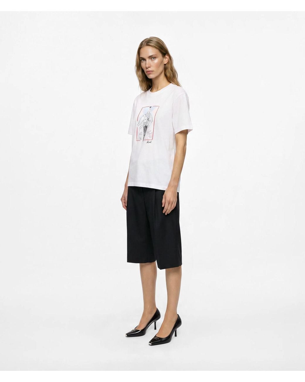Karl Lagerfeld White Sketch T-Shirt