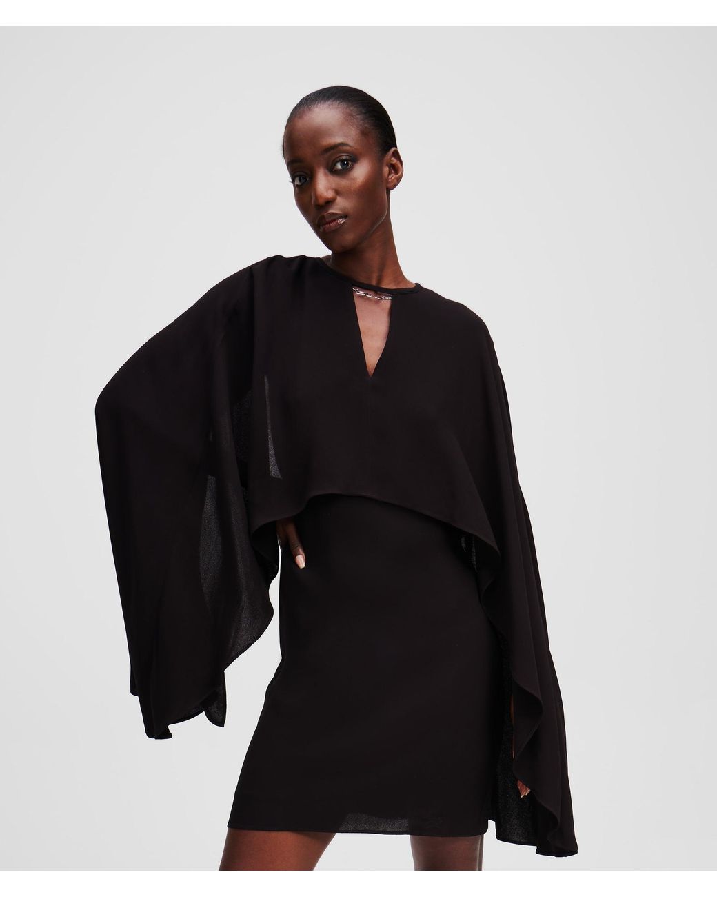 Karl Lagerfeld Black Short Cape Dress