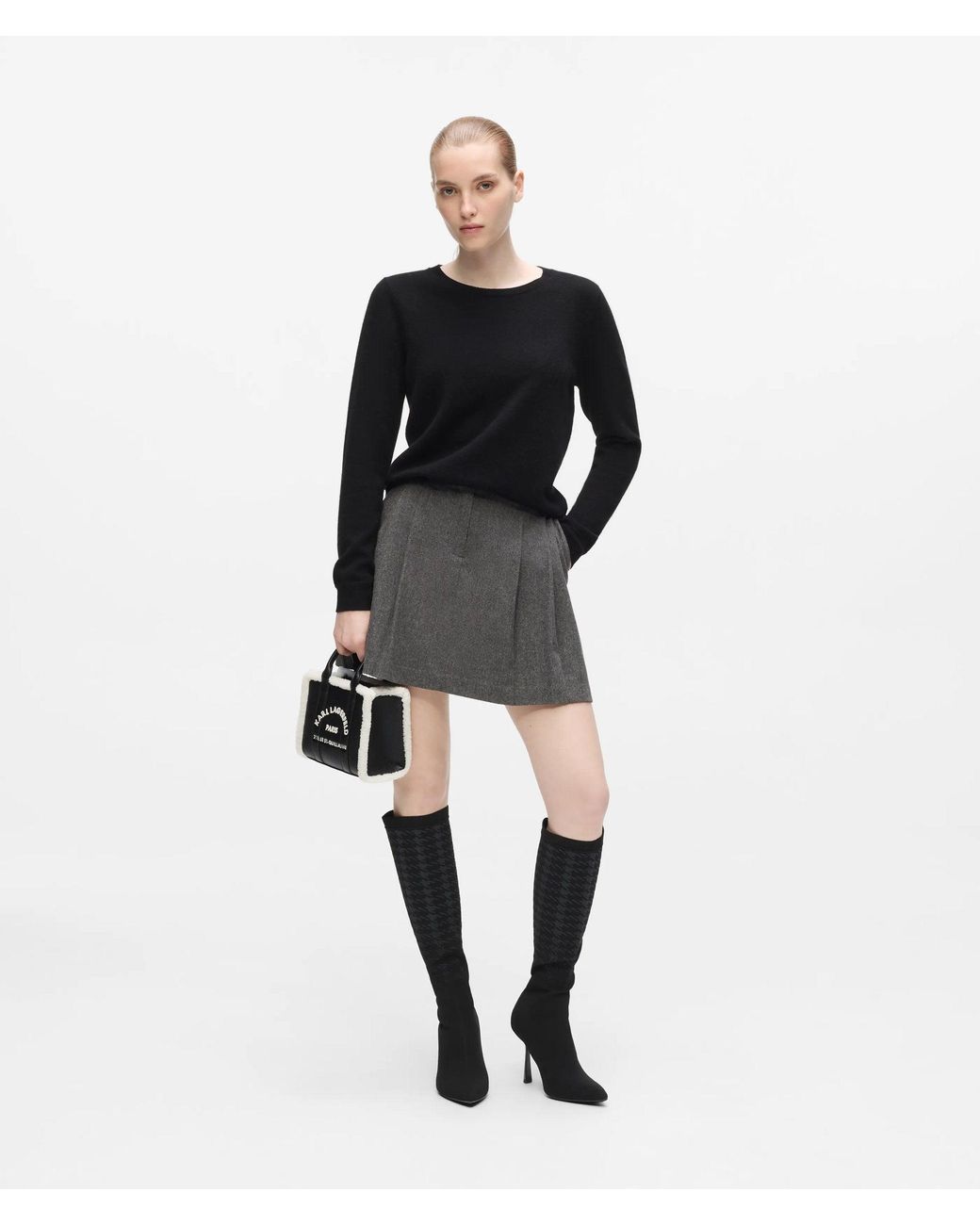 Karl Lagerfeld Black Exclusive Cashmere Crew Neck Sweater