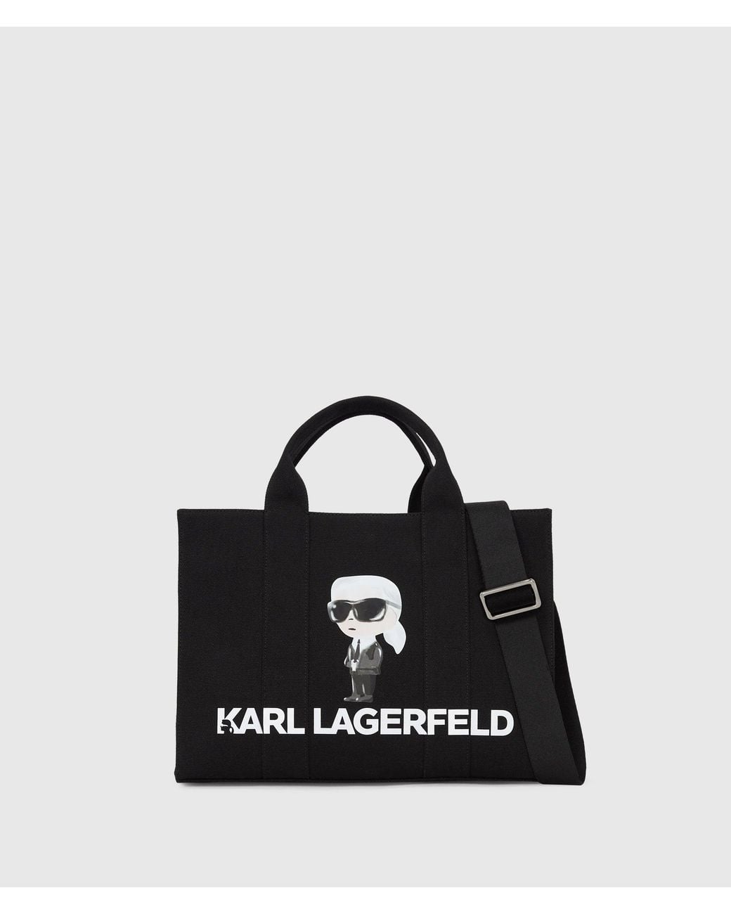 Karl Lagerfeld Black Ikon Aquarelle Canvas Tote Bag