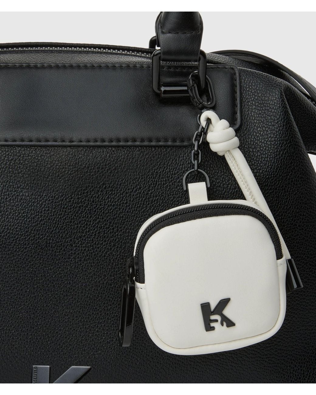 KL Jeans Black Cord Charm Top Handle Bag