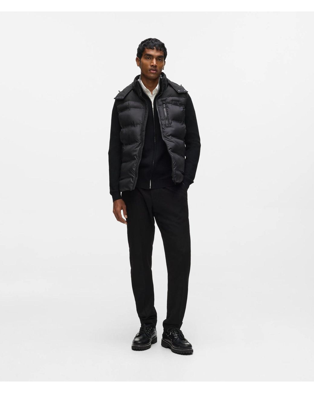 Karl Lagerfeld Black Hooded Padded Gilet for men