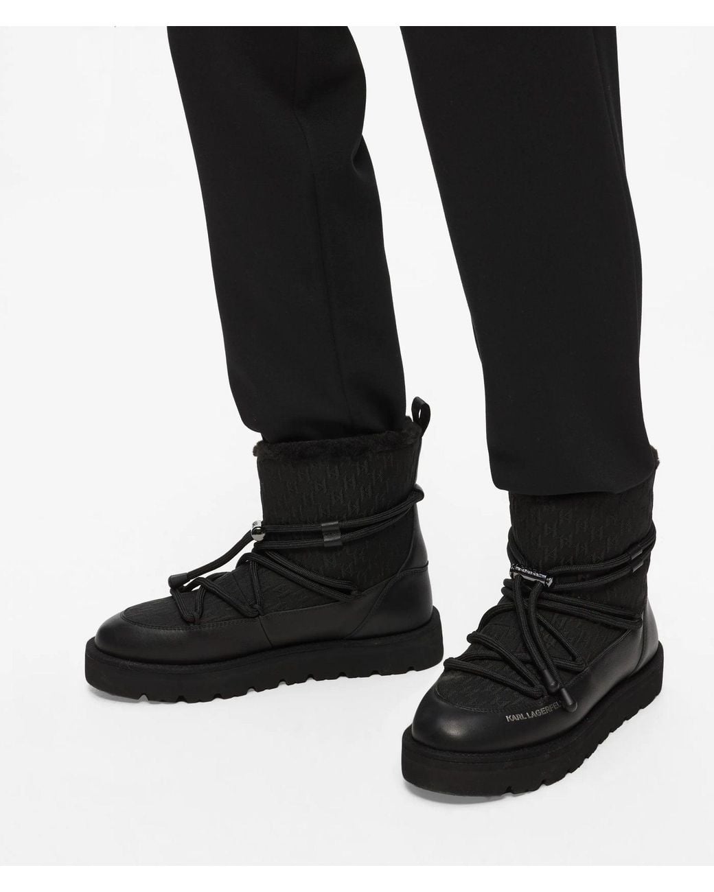 Karl Lagerfeld Black Thermo Lace-Detail Boots for men