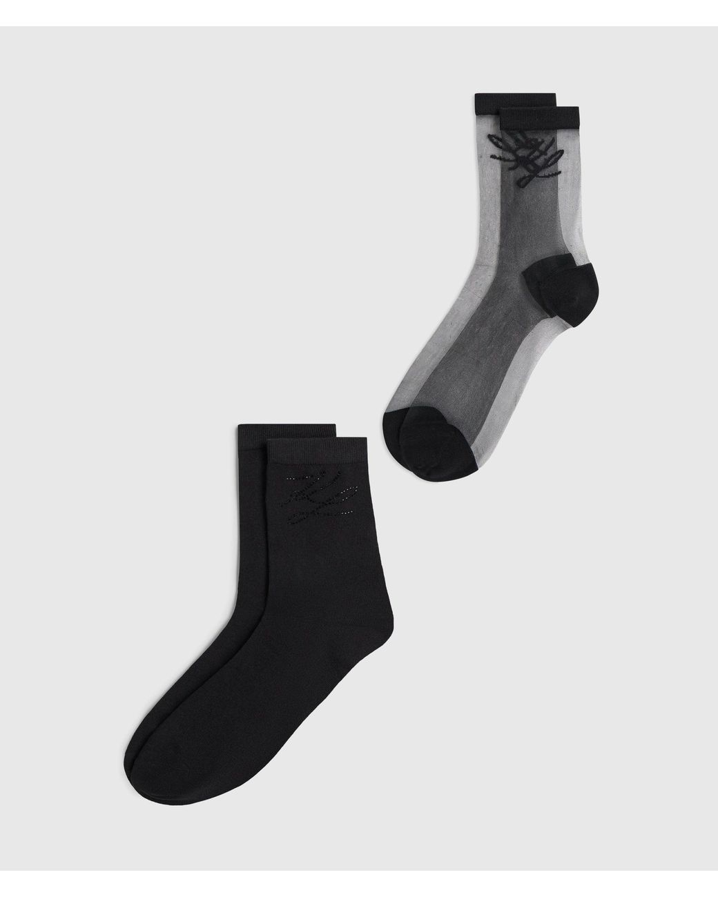 Karl Lagerfeld White Autograph Mesh And Rhinestone Socks