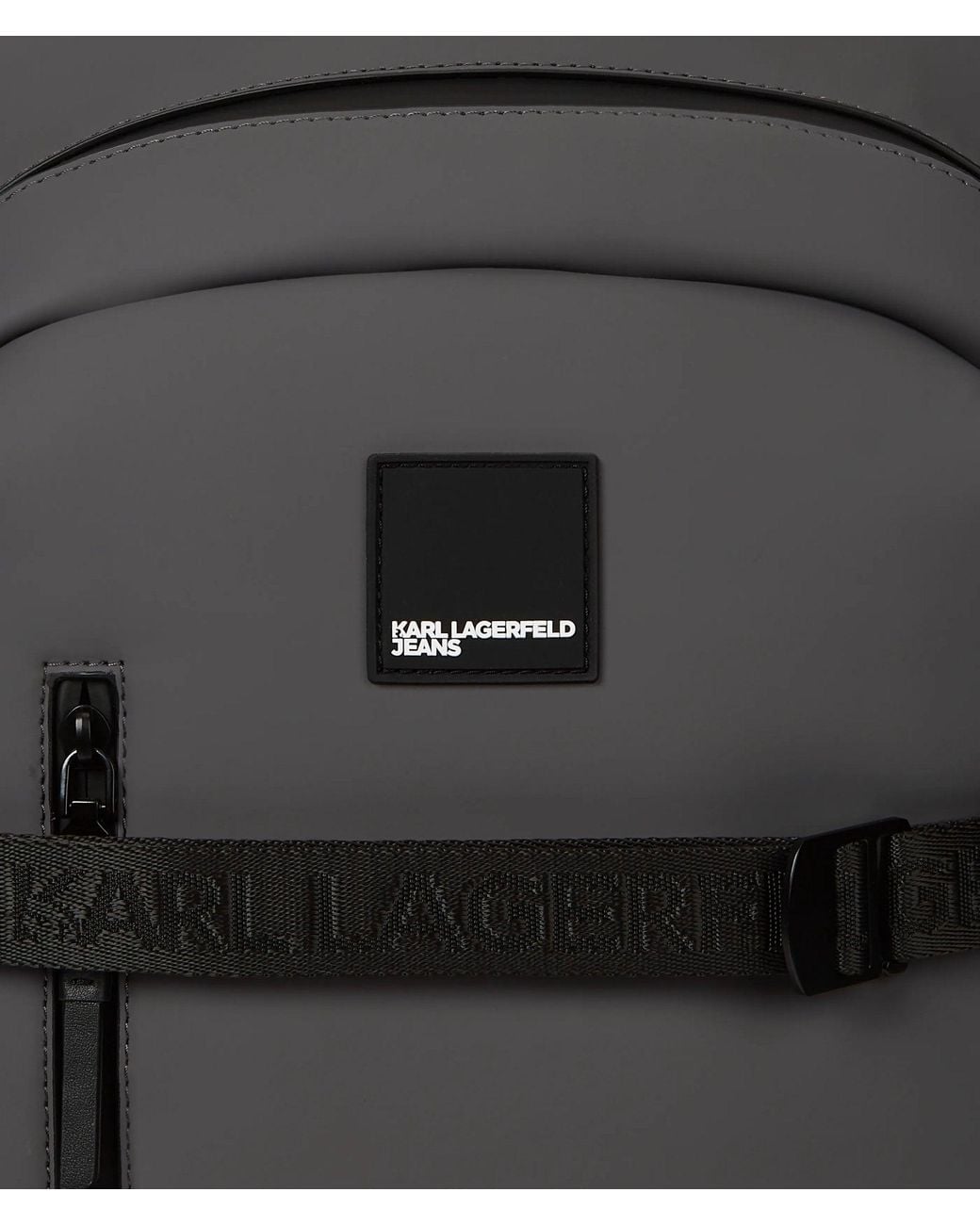KL Jeans Black Coated Technical-Leather Backpack for men
