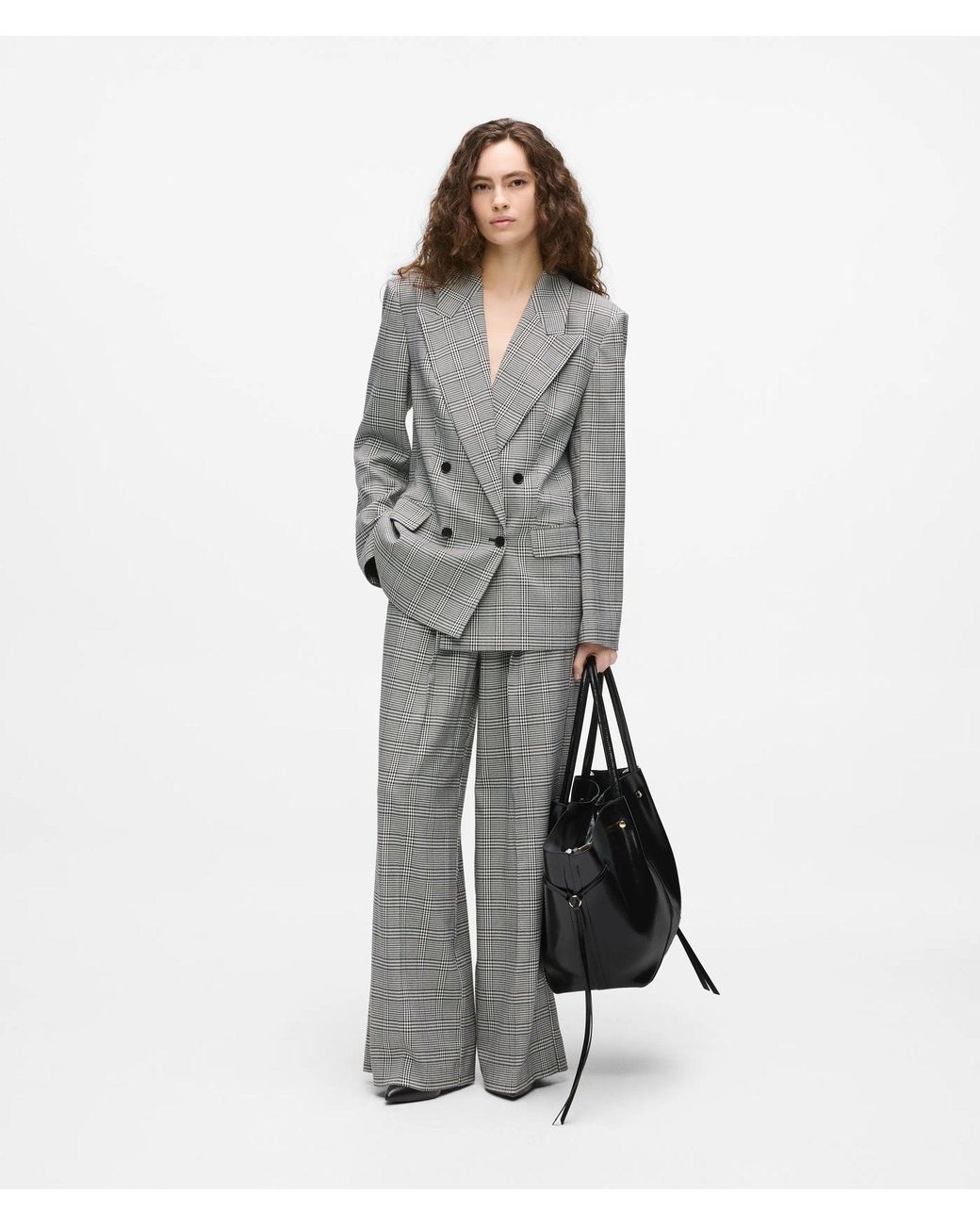 Karl Lagerfeld Gray Structured Checked Blazer
