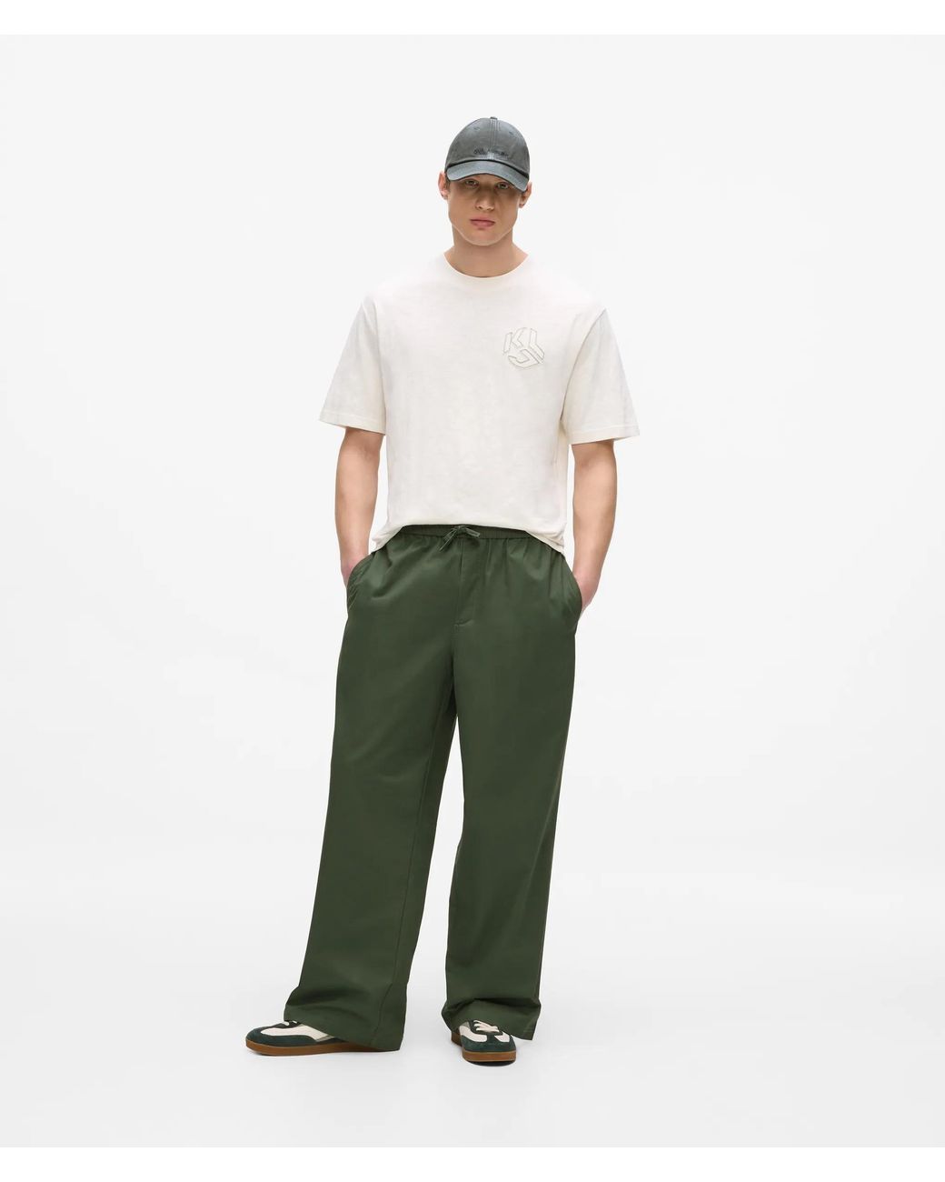 KL Jeans Green Drawcord Waist Pants for men