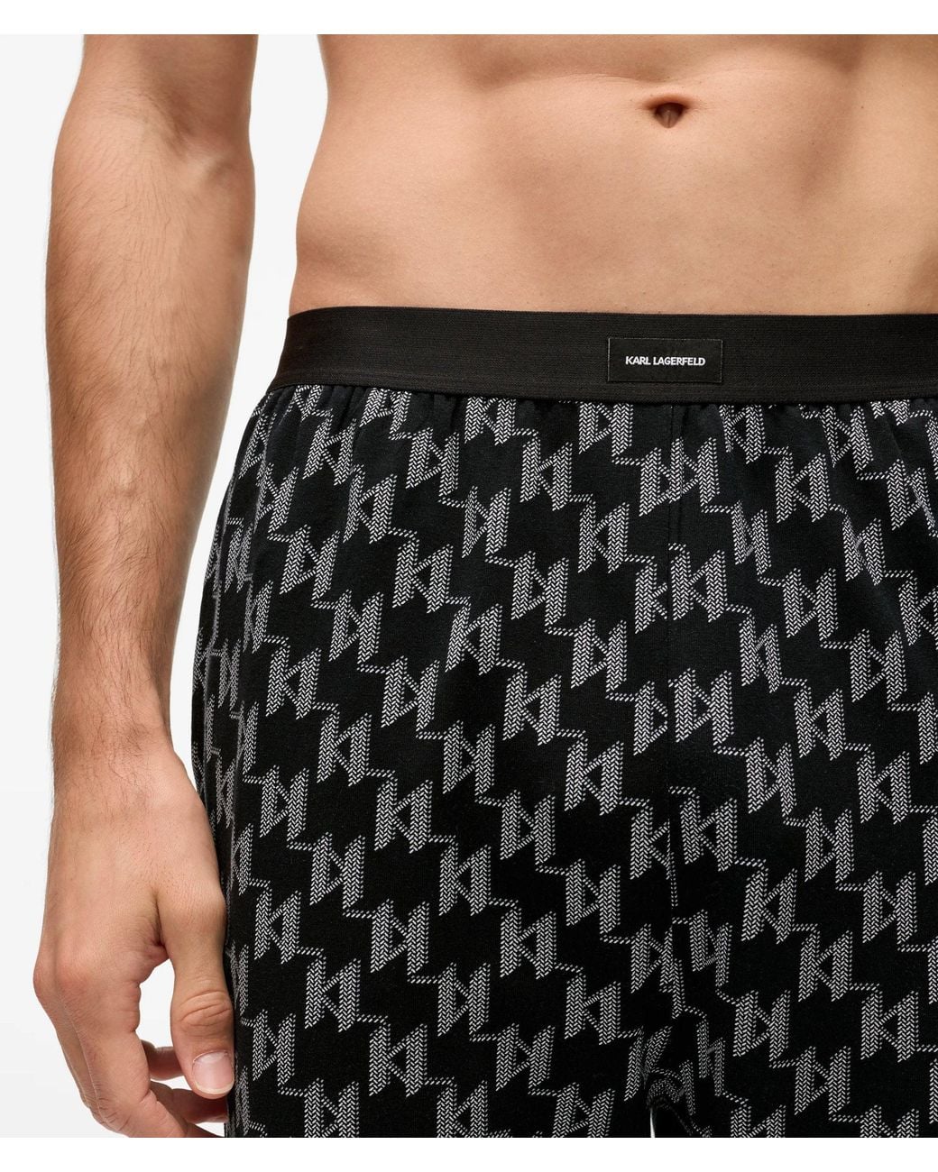 Karl Lagerfeld Black Monogram Pajama Set for men