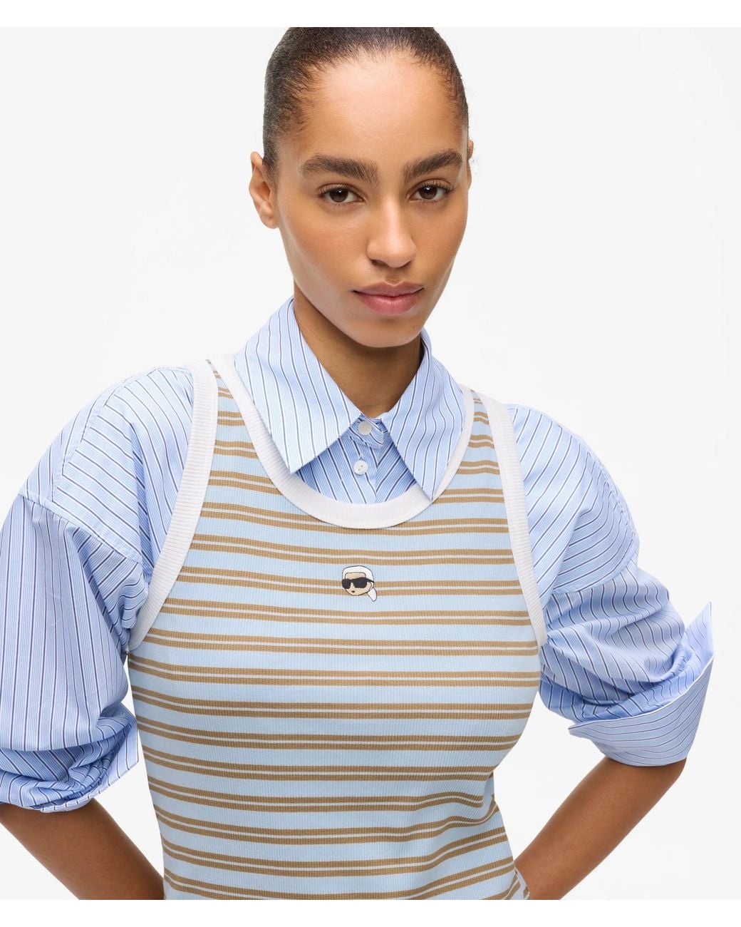Karl Lagerfeld Blue Ikon Striped Tank Top, Multicoloured