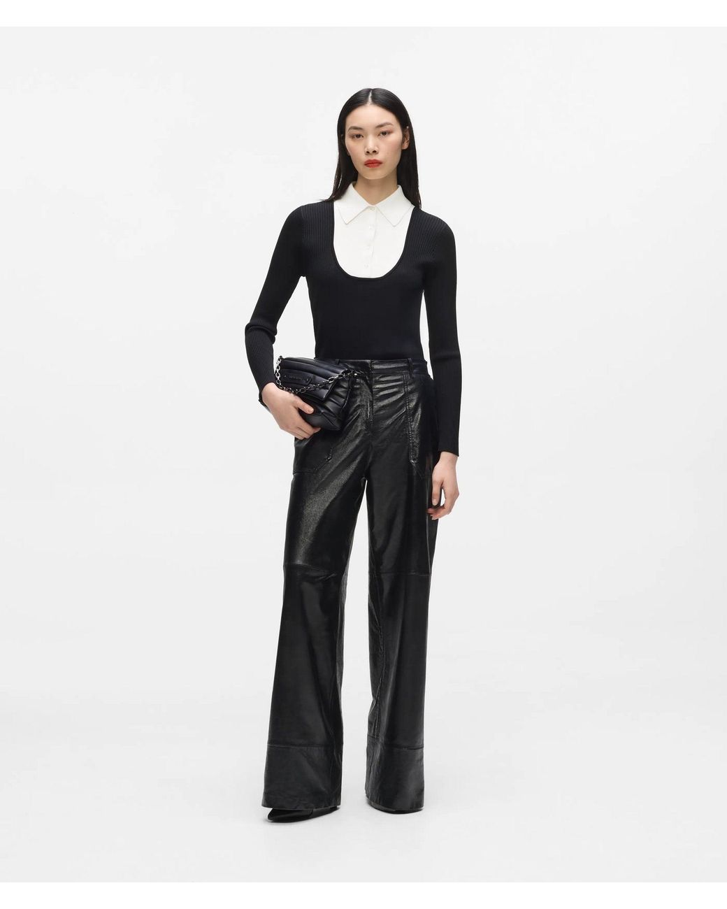 Karl Lagerfeld Black Shirt Detail Sweater