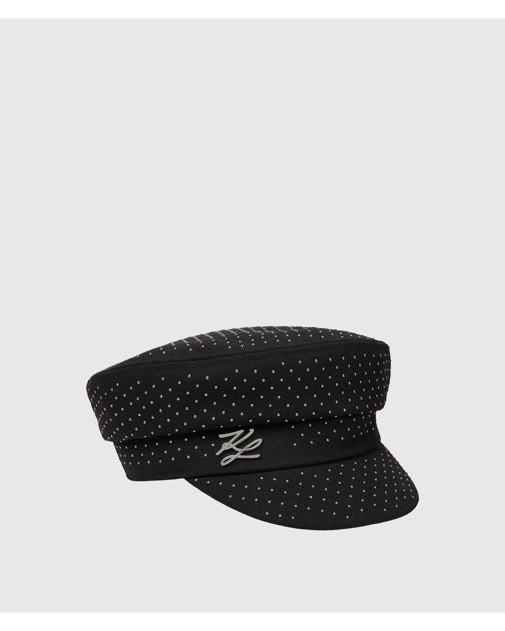 Karl Lagerfeld Black K/Autograph Studded Captain Cap