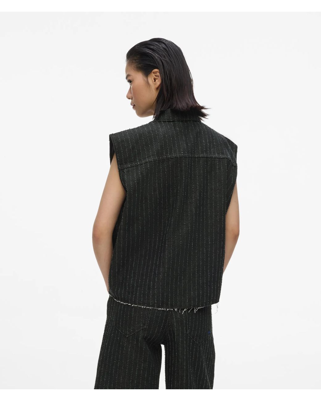 KL Jeans Black Pinstripe Denim Vest