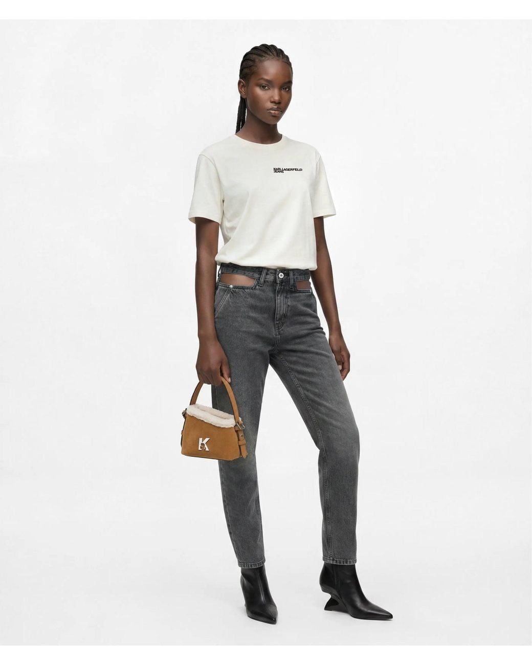 KL Jeans White Tied-Hem T-Shirt