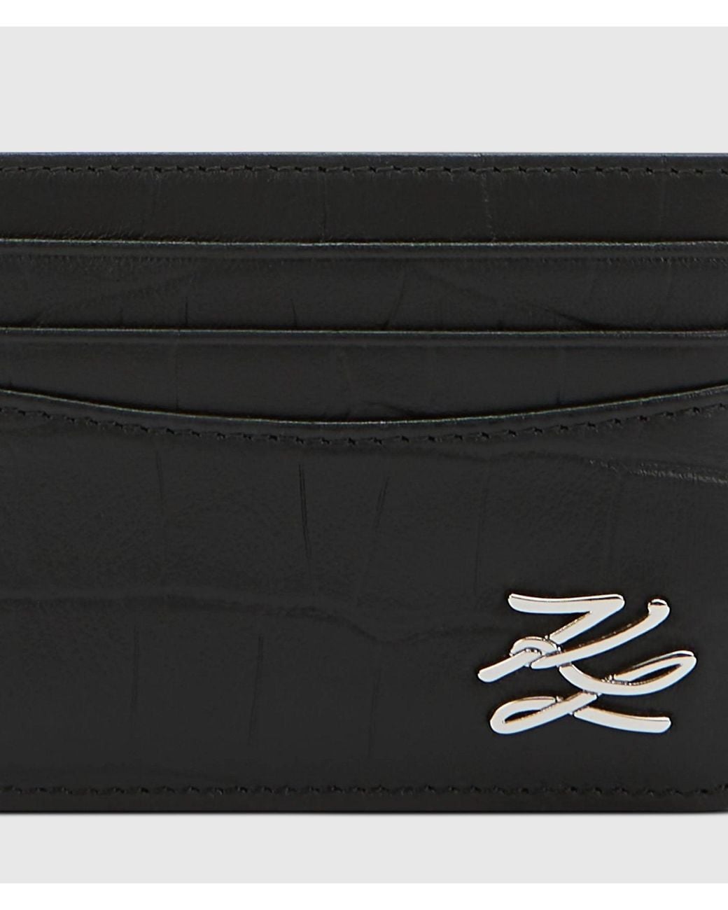 Karl Lagerfeld Black K/Croc Leather Cardholder for men