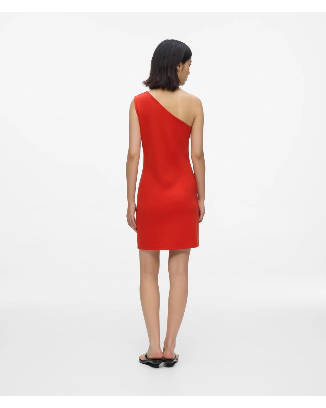 KL Jeans Red One-Shoulder Fitted Dress