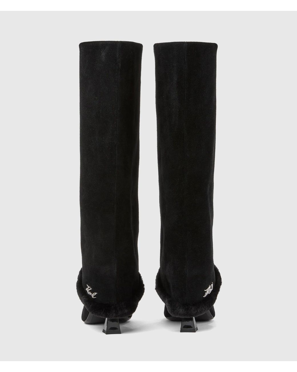 Karl Lagerfeld Black Debutante High Fold-Down Boots