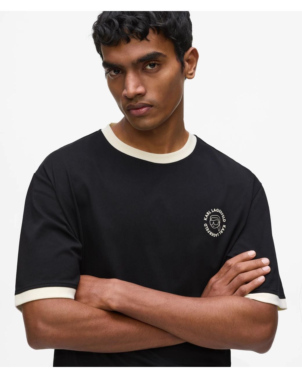 Karl Lagerfeld Black Ikon Circle Logo T-Shirt for men