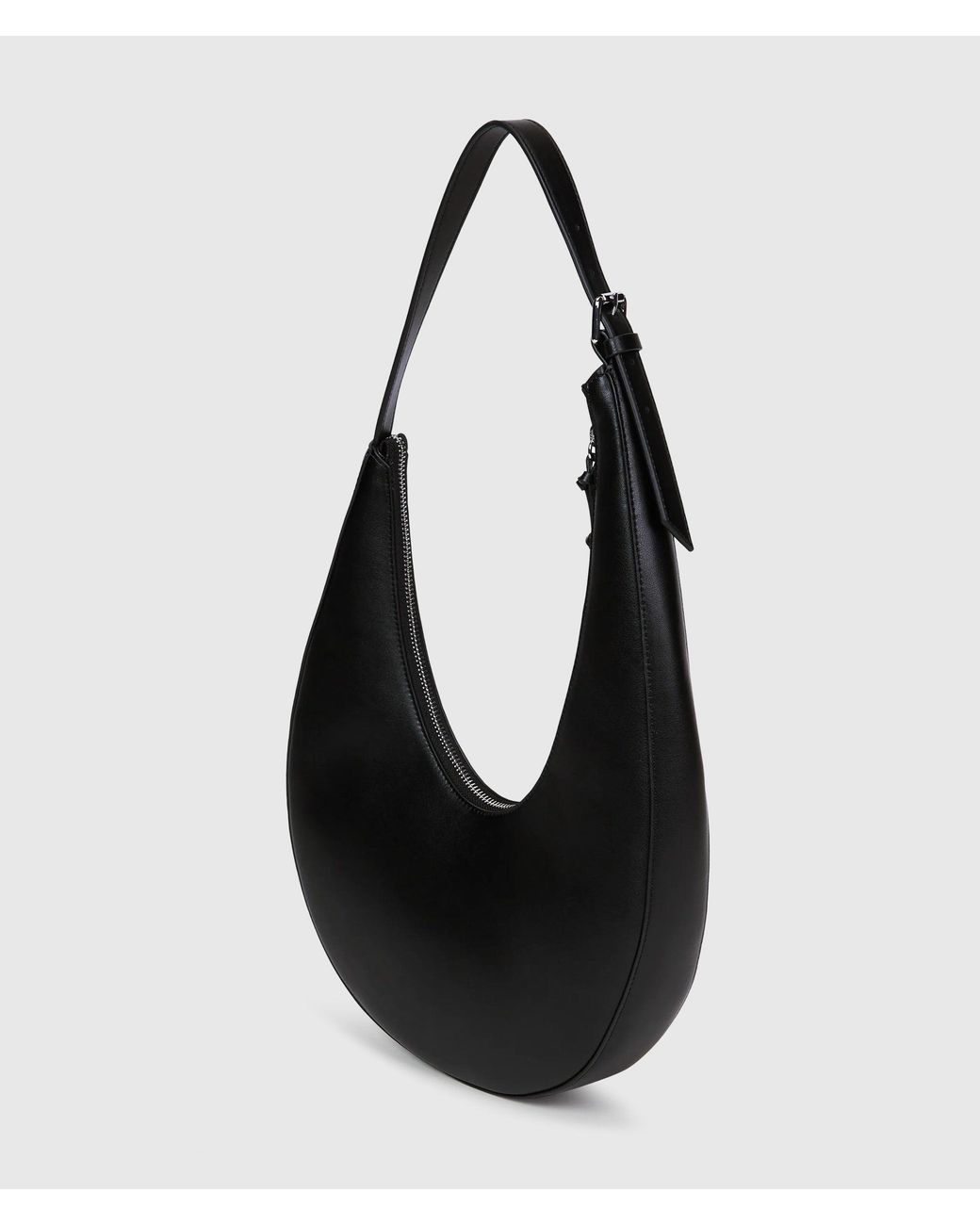 KL Jeans Black Rounded Leather Hobo Bag