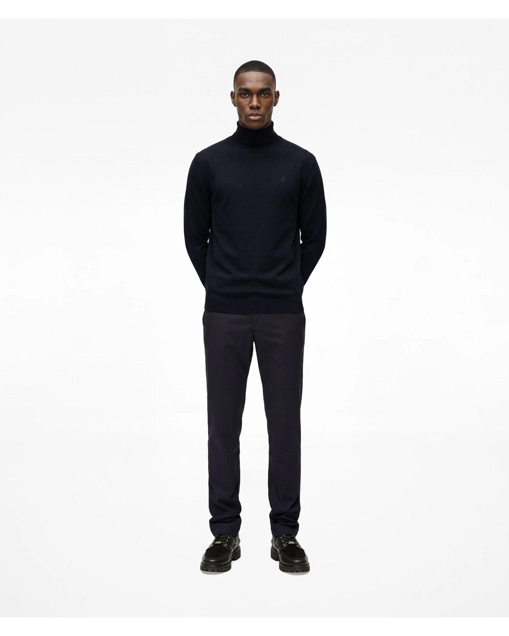 Karl Lagerfeld Blue Wool Turtleneck Sweater for men