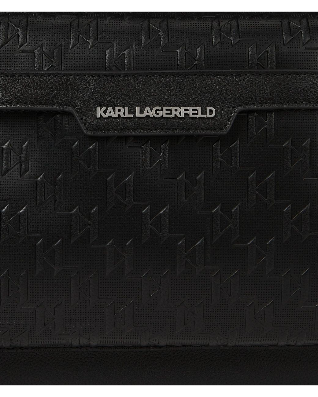 Karl Lagerfeld Black K/Monogram Perforated Backpack for men