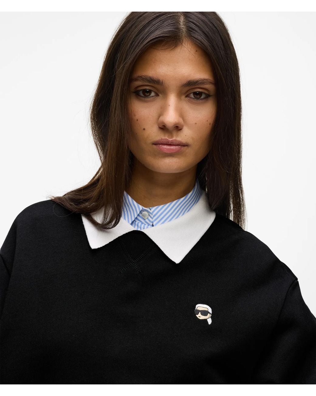 Karl Lagerfeld Black Ikon Collar Sweatshirt