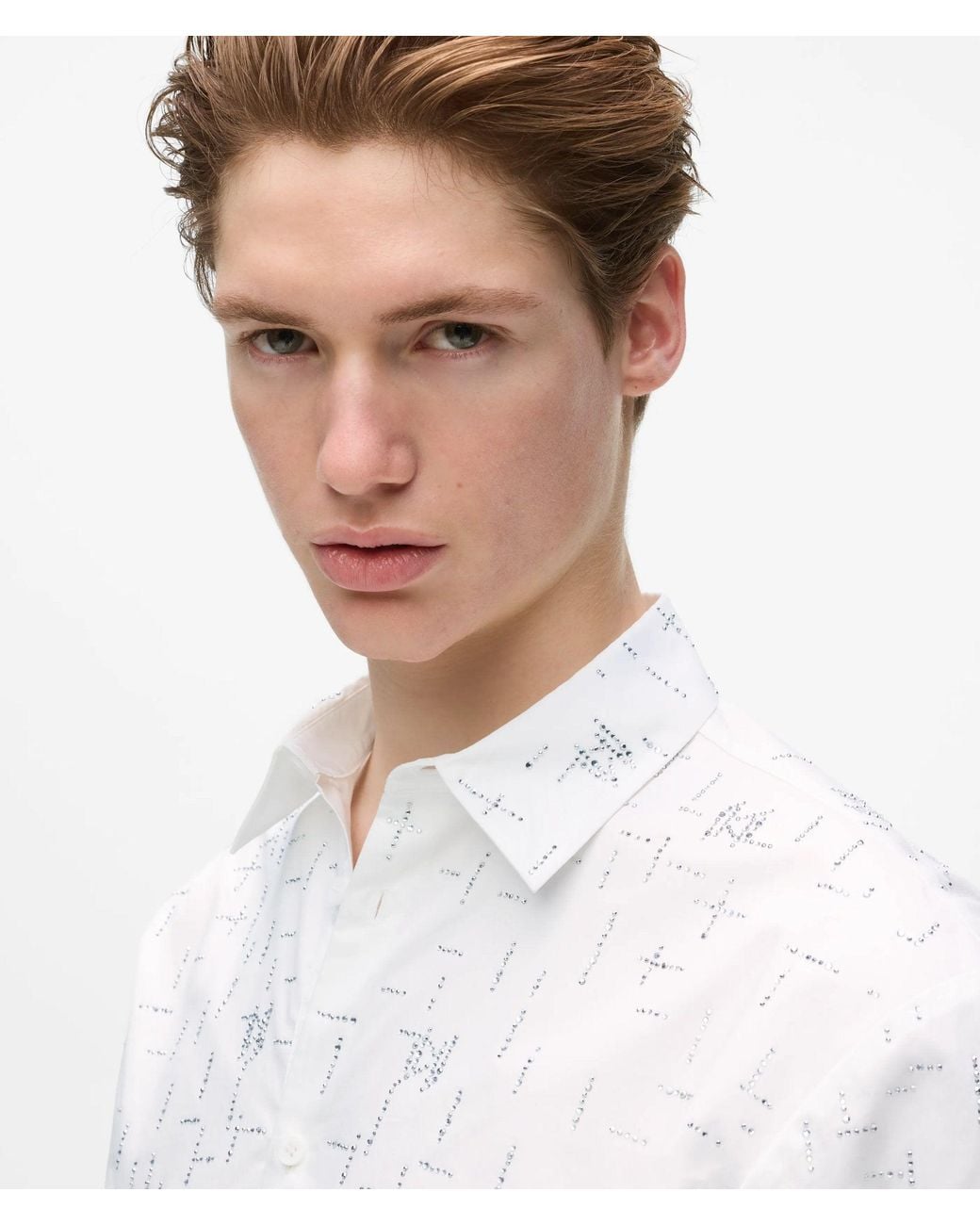 Karl Lagerfeld White Monogram Rhinestone Shirt for men