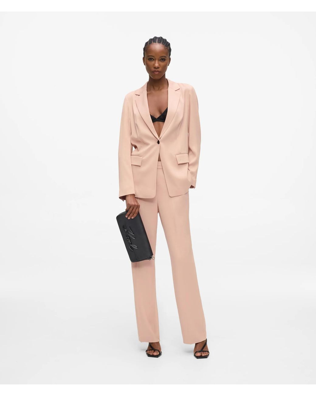 Karl Lagerfeld White Satin-Blend Pants