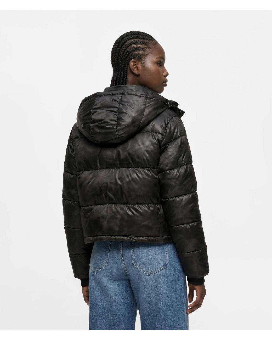 KL Jeans Black Cropped Shiny Puffer Jacket