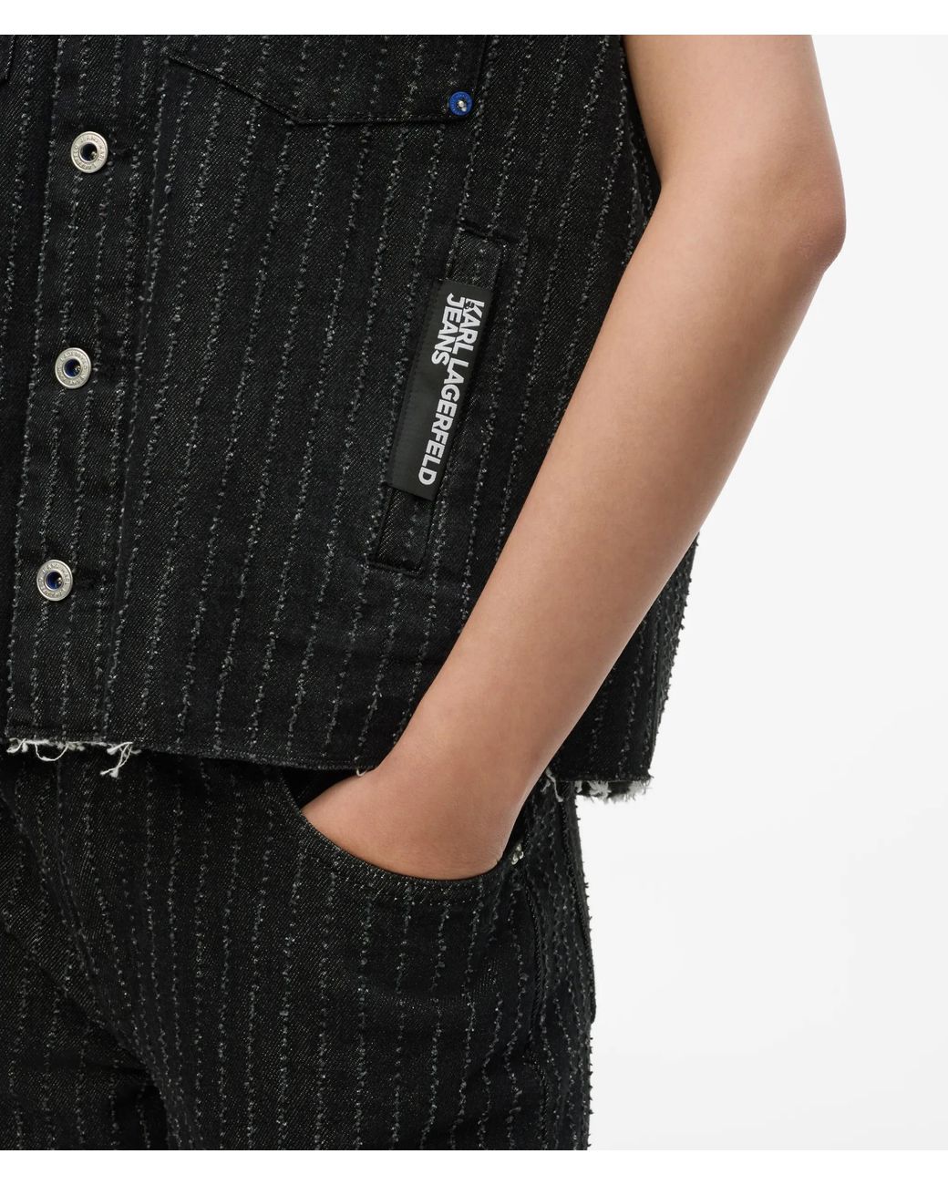 KL Jeans Black Pinstripe Denim Vest