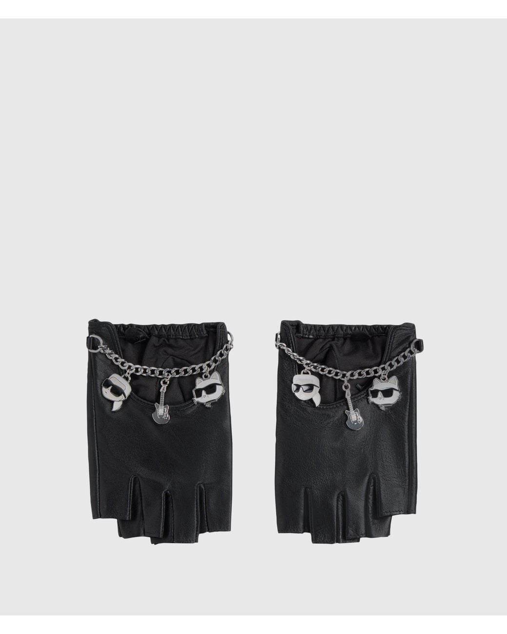 Karl Lagerfeld Black Ikon Charms Fingerless Gloves