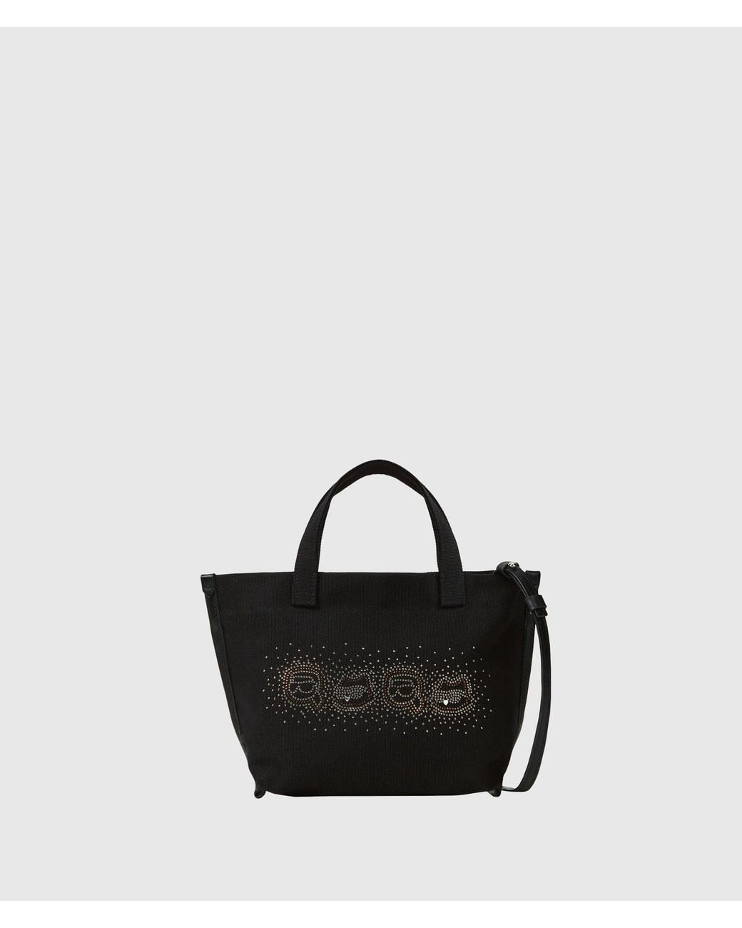 Karl Lagerfeld Black Ikon Rhinestone Small Shopper