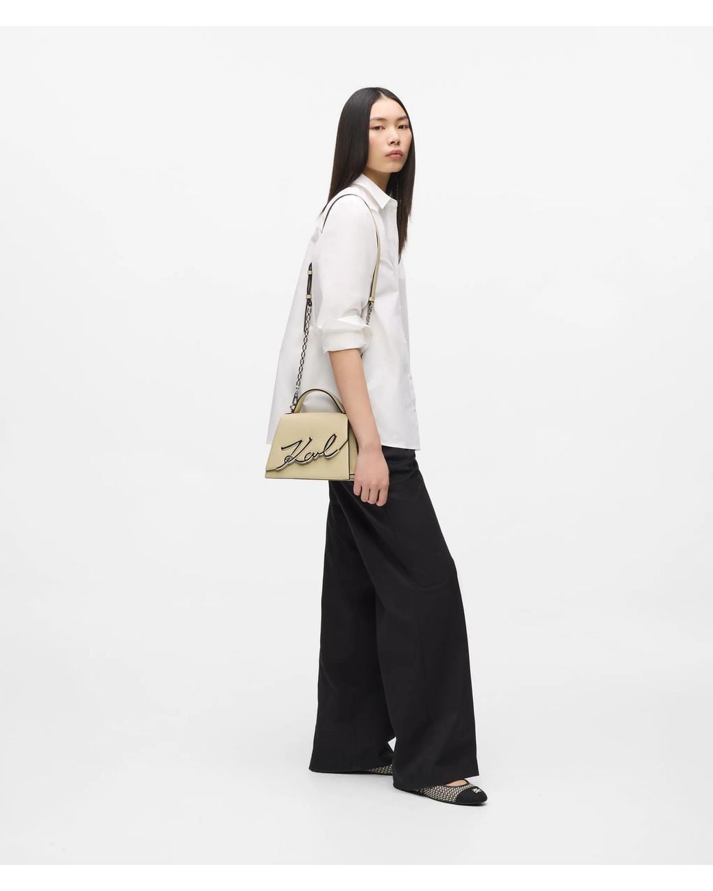 Karl Lagerfeld Natural K/Signature Medium Crossbody Bag