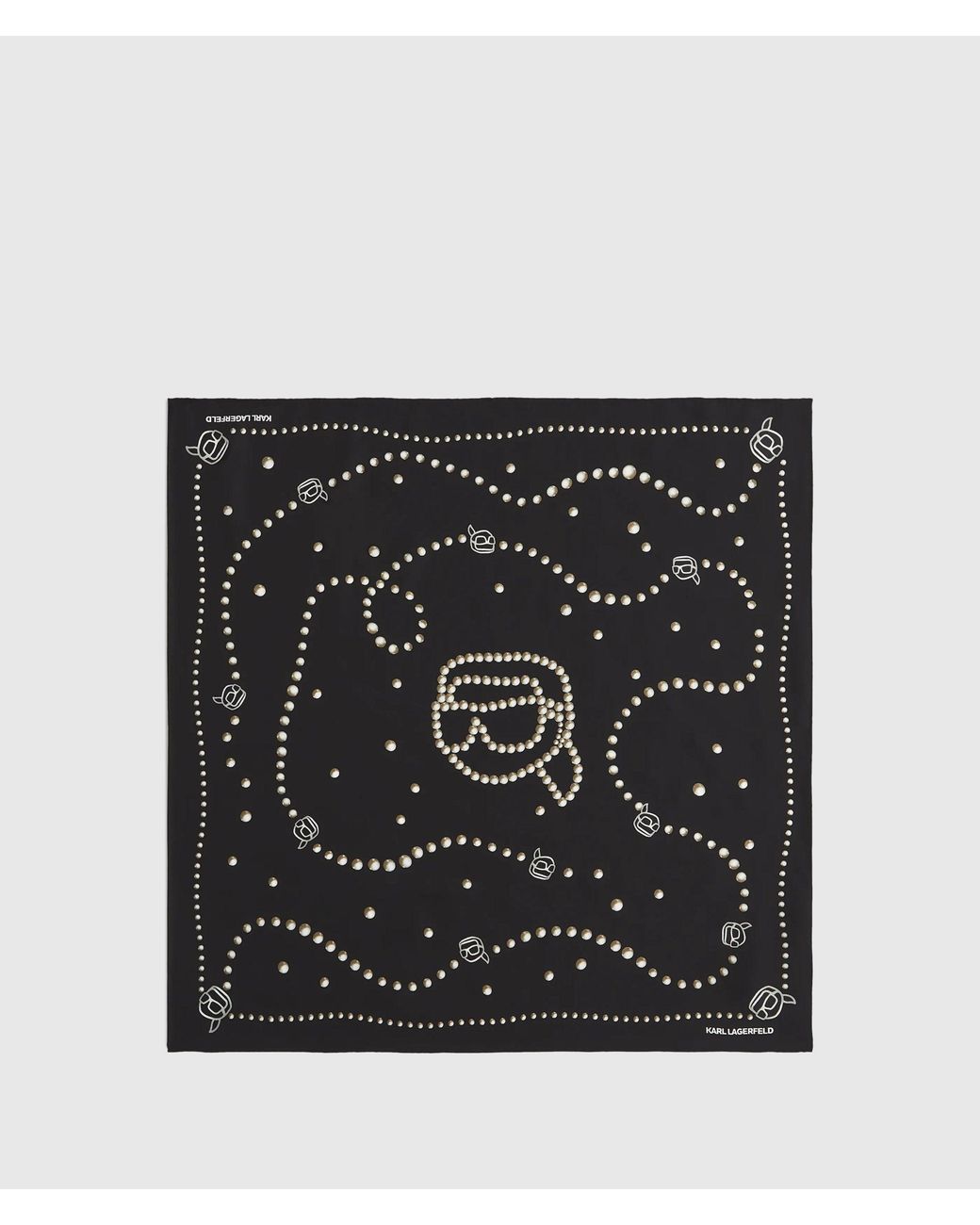 Karl Lagerfeld Black Ikon Pearl Print Silk Scarf