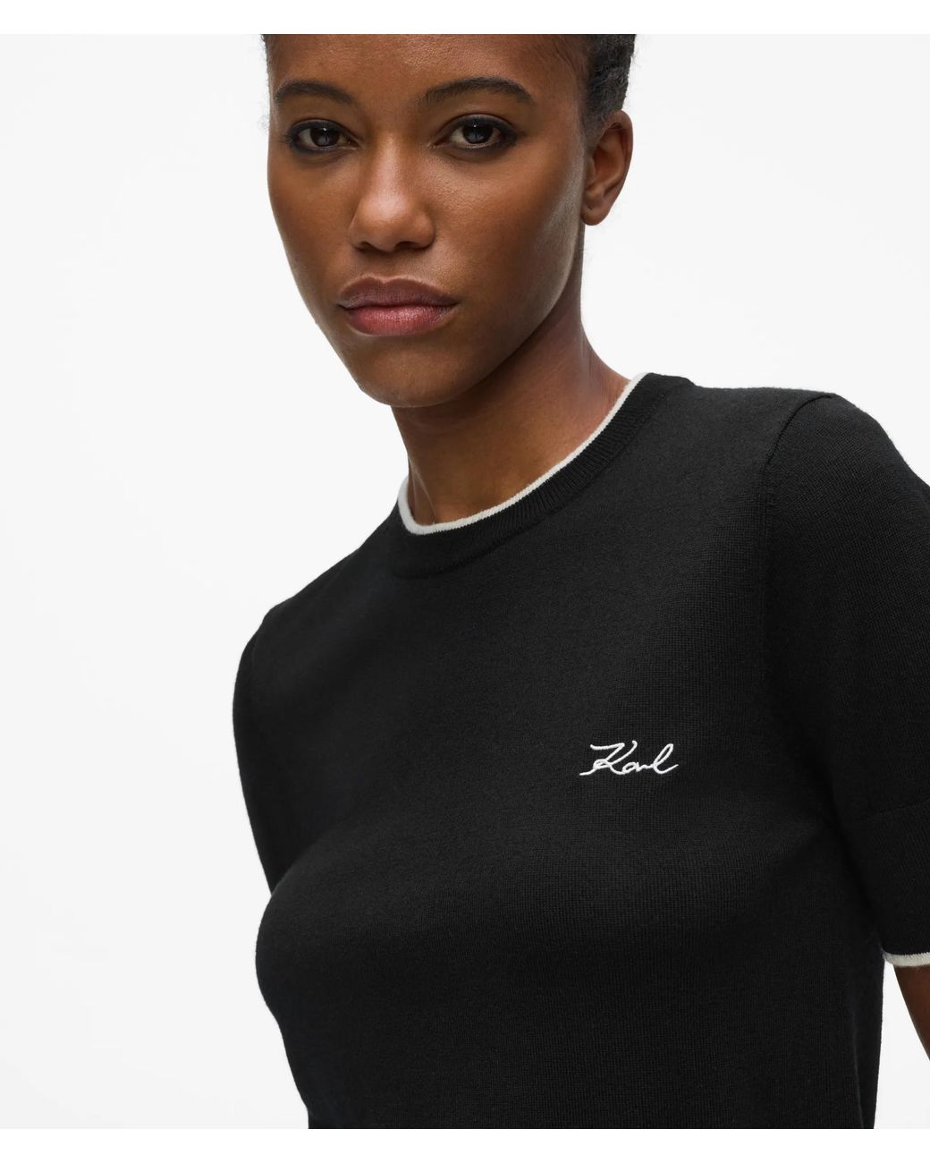 Karl Lagerfeld Black Merino Wool T-Shirt