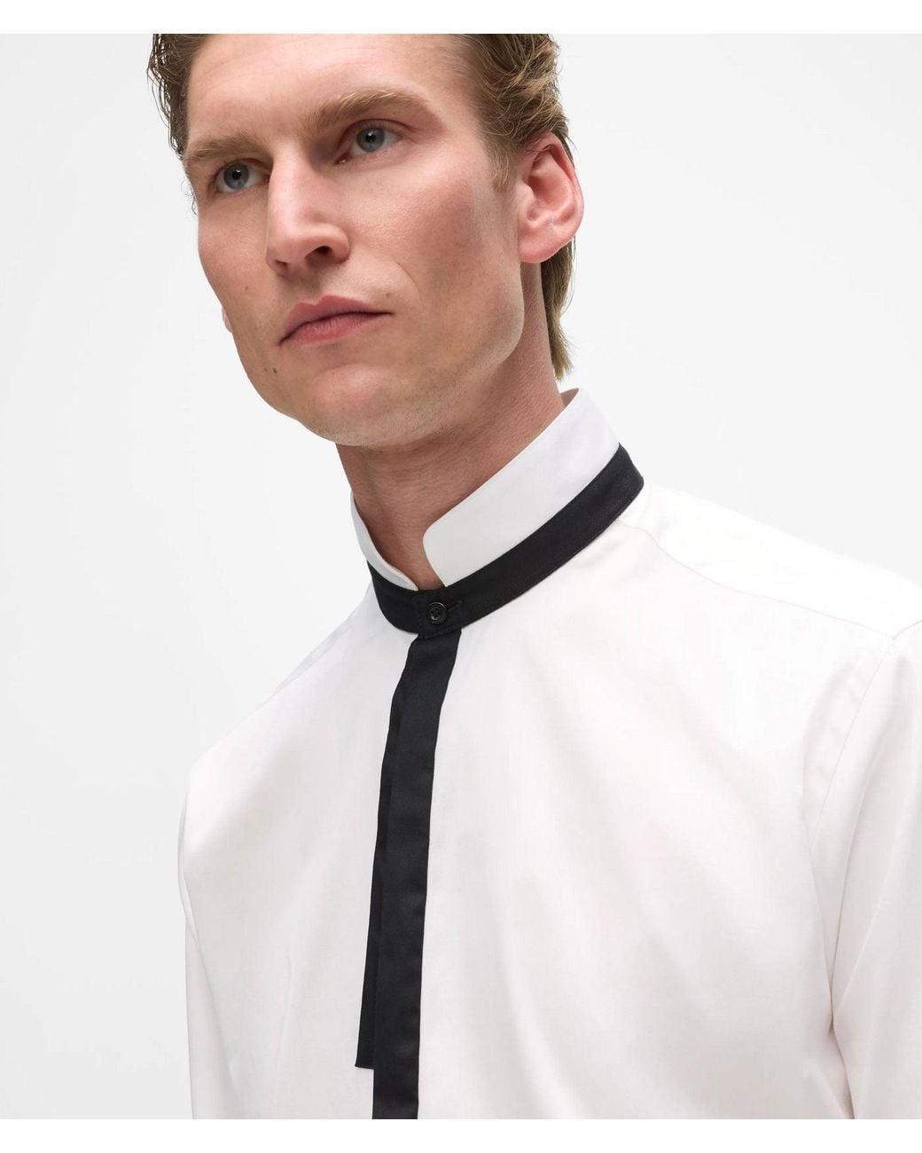 Karl Lagerfeld White Modern-Fit Slim Tie Shirt for men