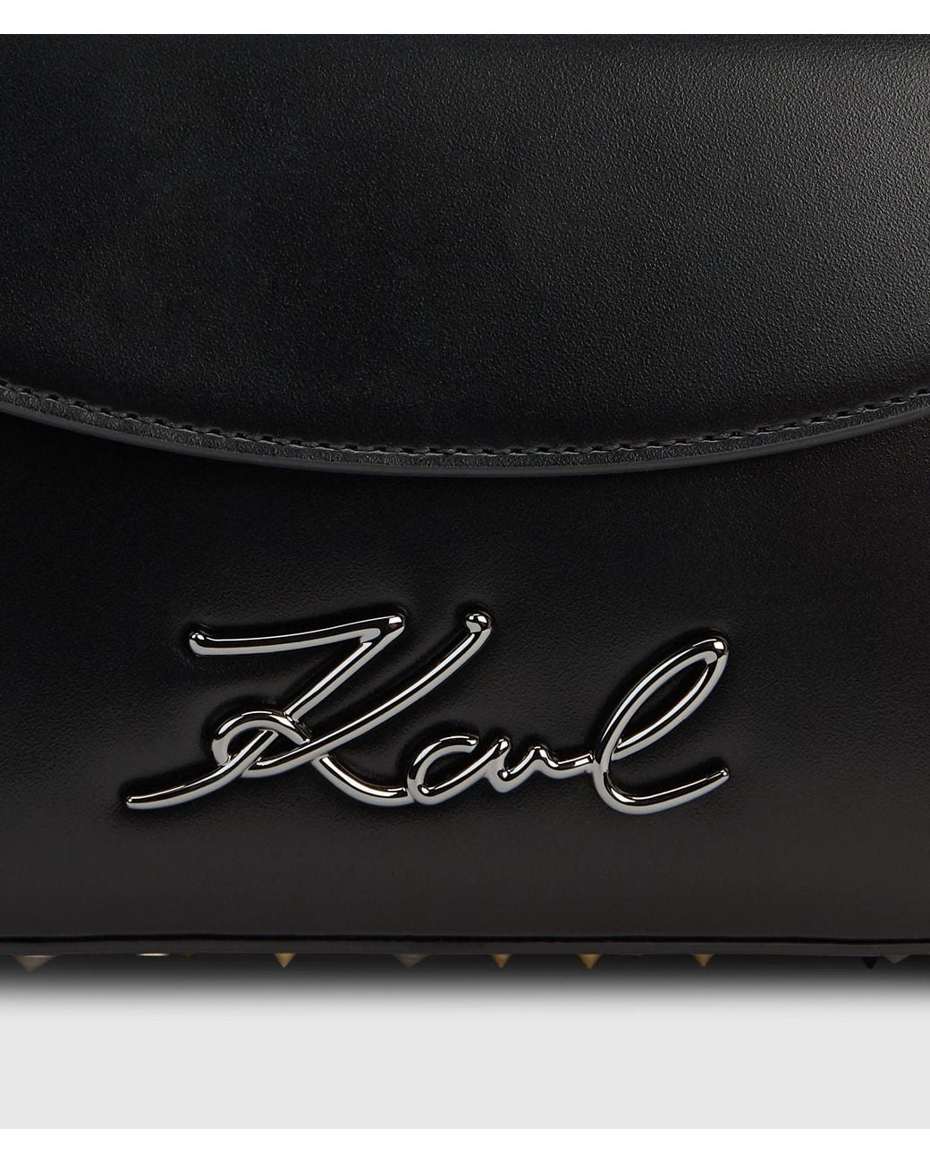 Karl Lagerfeld Black K/Signature Curved Stud Crossbody Bag