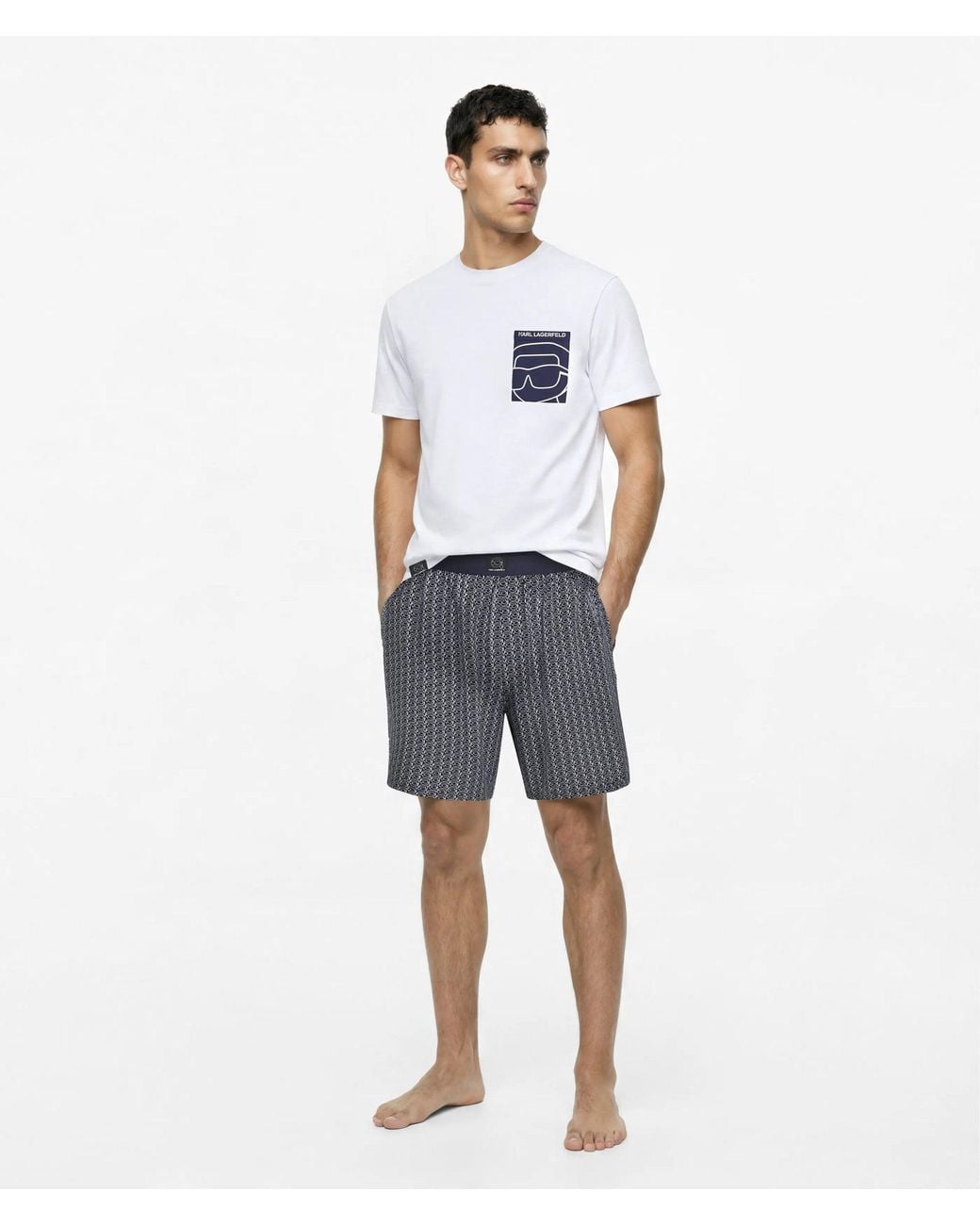 Karl Lagerfeld White Ikon Short Pajama Set for men