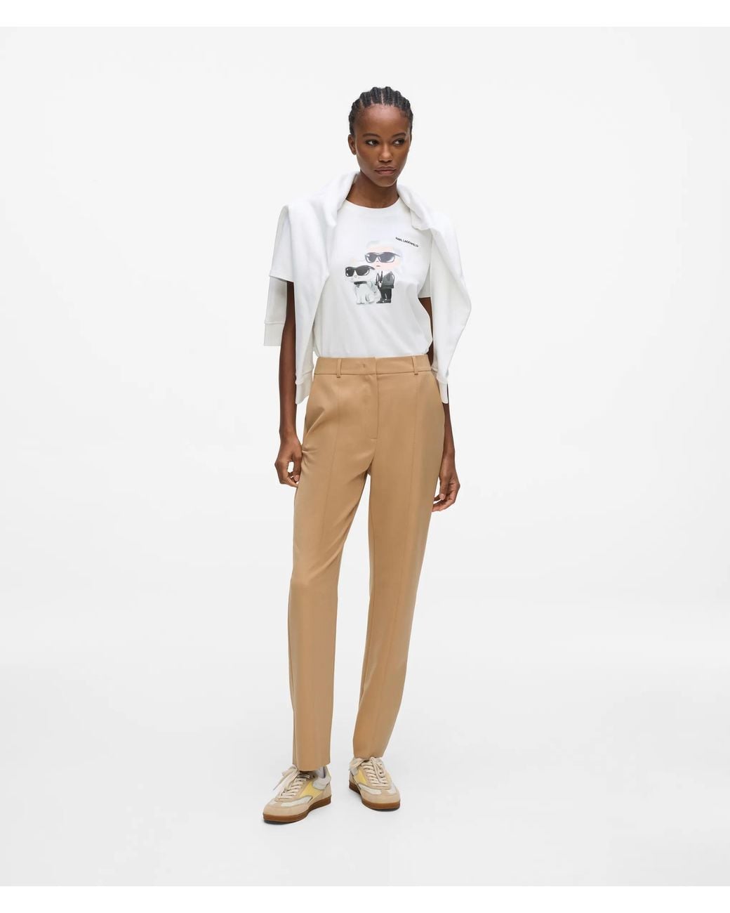Karl Lagerfeld White Ikon Karl & Choupette Aquarelle T-Shirt