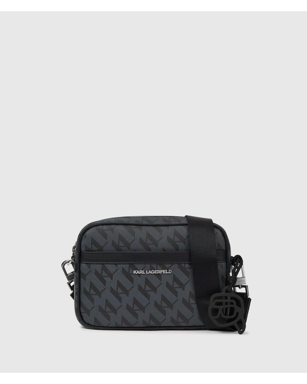 Karl Lagerfeld Black Ikon Monogram Elongated Crossbody Bag for men